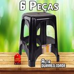 Kit com 6 Banqueta Plástica / Banco / Banquinho Niterói Tramontina em Termoplástico Pvc Preta