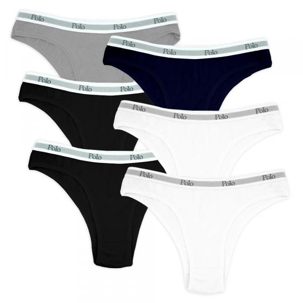 Kit com 6 Calcinhas Tanga Biquini II com Elástico - Polo Match