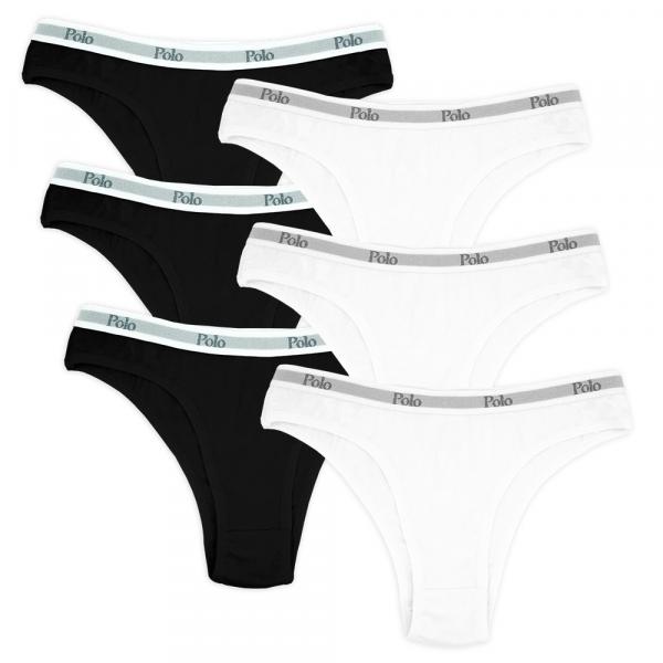 Kit com 6 Calcinhas Tanga Biquini III com Elástico - Polo Match