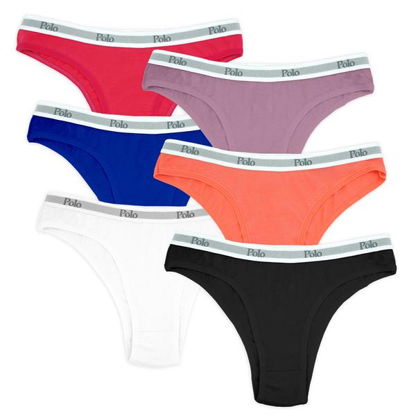 Kit com 6 Calcinhas Tanga Biquini VII com Elástico - Polo Match