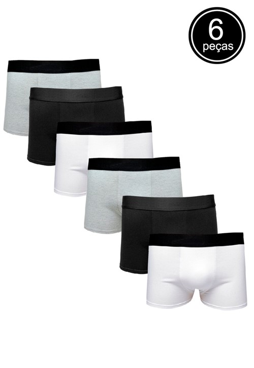 Kit com 6 Cuecas Boxer Part.B Cotton Confort Colors - Branco/cinza/multicolorido/preto - Masculino - AlgodÃ£o - Dafiti
