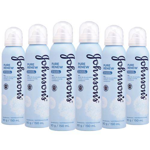 Kit com 6 Desodorantes Johnsons Pure Renew 150ml