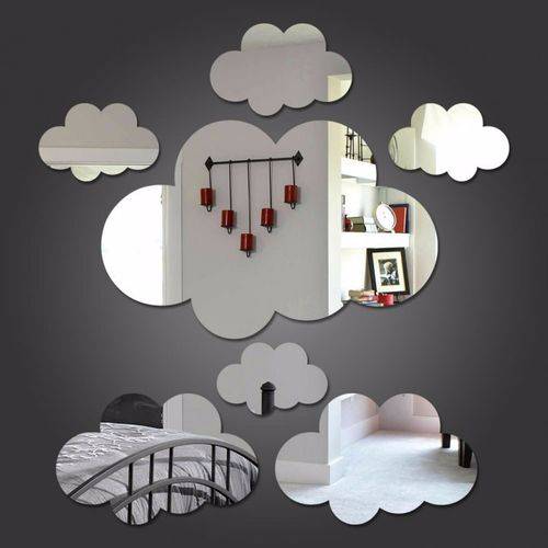 Tudo sobre 'Kit com 6 Espelhos Decorativos Casa Quarto Sala Parede Nuvem'