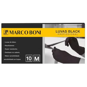 Kit com 60 Luvas Black Profissional Tam. M Latex Marco Boni