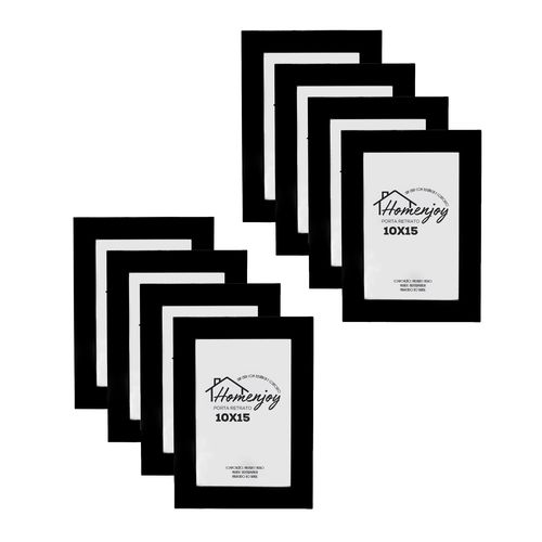 Kit com 8 Porta-Retratos Madeira 10x15cm Preto - Homenjoy