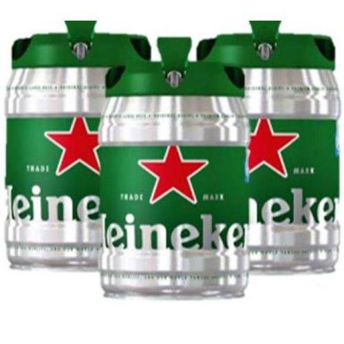 Kit com 3 Barris de Chopp Heineken com 5 Litros Cada