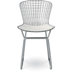 Kit com 2 Cadeiras Aramada Cromada com Assento Estofado C162 - Branco - Compoarte