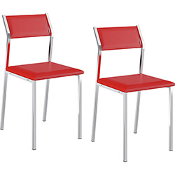 Kit com 2 Cadeiras Sofia Cromada Napa Vermelha - Carraro