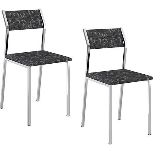 Tamanhos, Medidas e Dimensões do produto Kit com 2 Cadeiras Sofia Cromada Tecido Fantasia Preto - Carraro