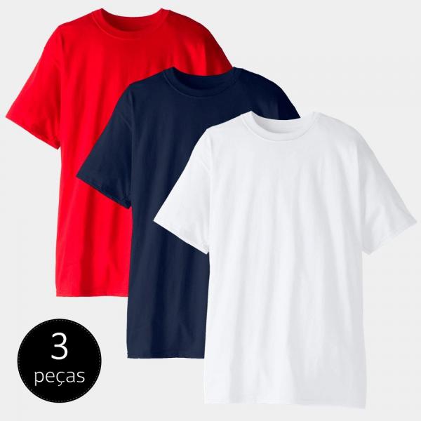 Kit com 3 Camisetas Masculina T-shirt 100 Algodão Up Tee - Part.b