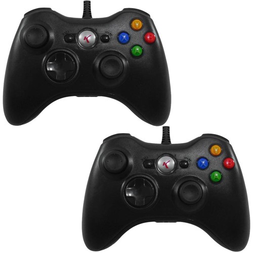 Kit com 2 Controles para Xbox 360 / Pc 2 em 1 - Entrada Usb