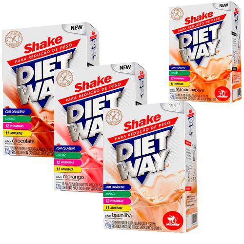 Kit com 3 Diet Way Shake + 1 Un de Mamão Papaya - 420 Gramas - Midway