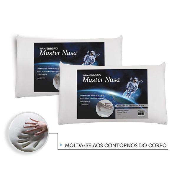 2 Travesseiros Nasa - Antialérgico Macio Fibra 50cm X 70cm - Master Comfort