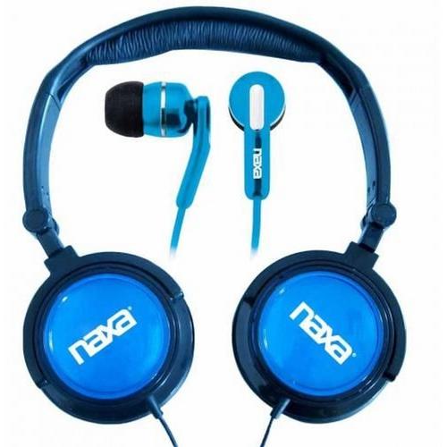 Kit com 2 Fones de Ouvido: Headphone Dobrável e Earphone com Encaixe de Silicone NE926 Naxa