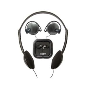 Kit com 3 Fones: Headphone Auricular e Earphone - Coby - Cv324