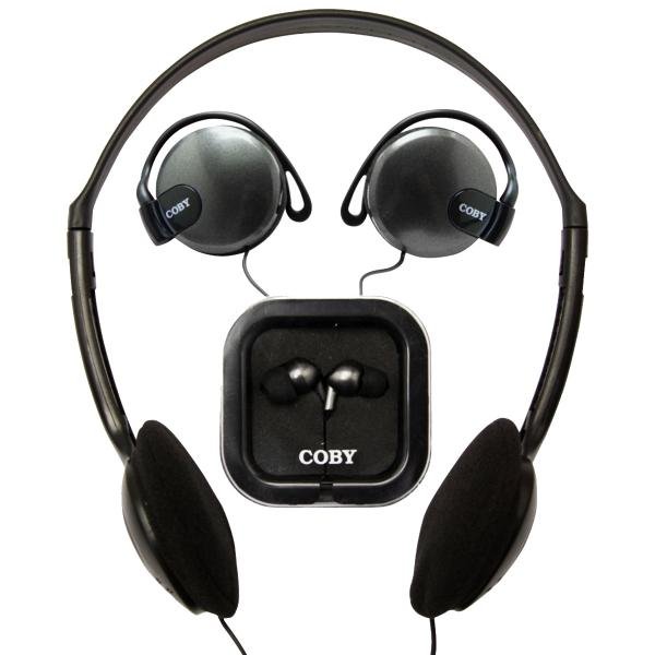 Kit com 3 Fones: Headphone + Auricular + Earphone - COBY CV324