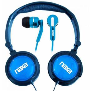 Kit com 2 Fones - Headphone e Earphone DJZ Ultra Naxa Azul