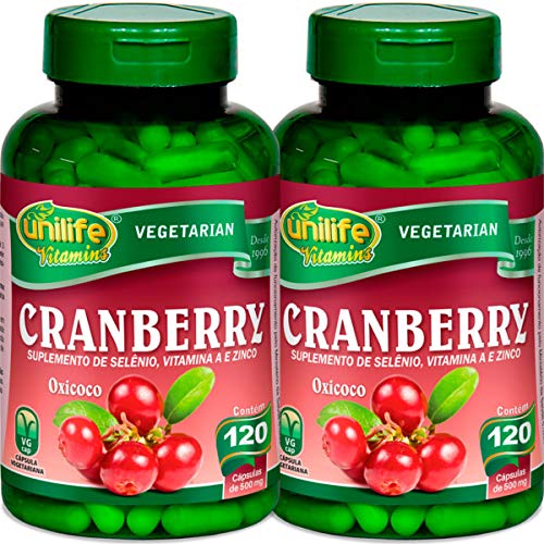 Kit com 2 Frascos de Cranberry Oxicoco Unilife 120 Capsulas 500mg