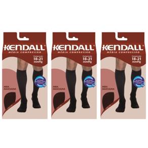 Kit com 3 Kendall 1813 Meia 3/4 Média Compressão Masculina Preta G