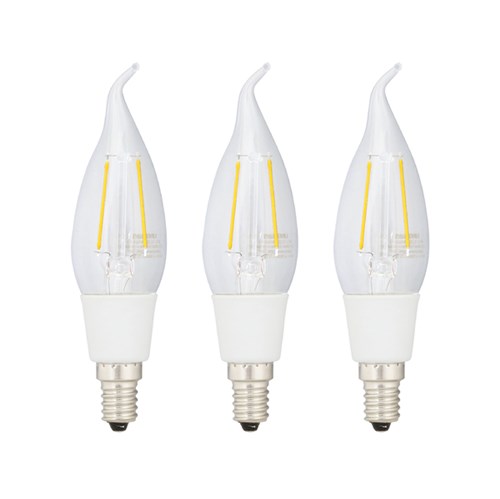 Tudo sobre 'Kit com 3 Lâmpadas LED de Filamento Vela Chama Luz Amarela 2W Lexman Bivolt'