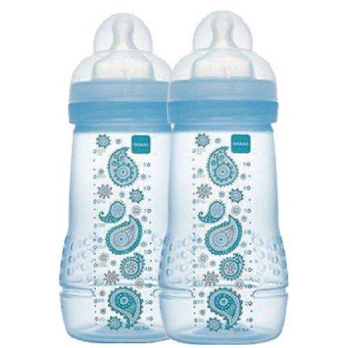 Kit com 2 Mamadeiras MAM Easy Active - Fashion Bottle 270ml Azul