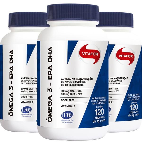 Kit com 3 Ômega 3 EPA DHA 120 Cápsulas - Vitafor
