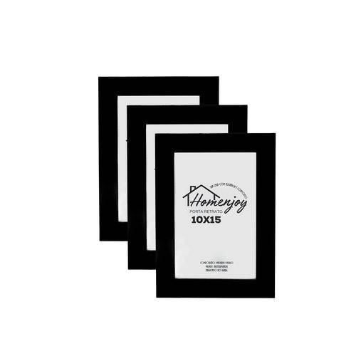 Kit com 3 Porta-Retratos Madeira 10x15cm Preto - Homenjoy