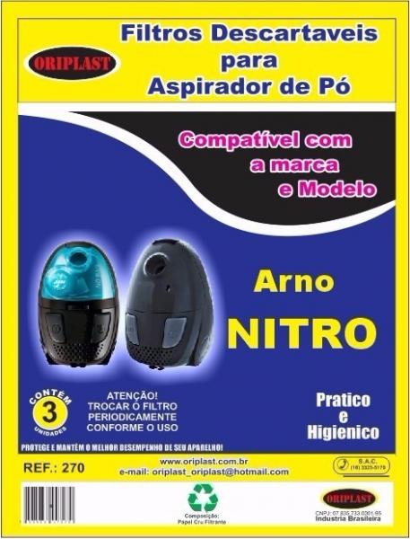 Tudo sobre 'Kit com 3 Sacos Descartáveis Aspirador Arno Nitro 1300 - Oriplast'