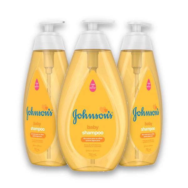 Kit com 3 Shampoo JOHNSON'S Baby Regular 750ml