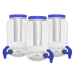 Kit Com 3 - Suqueira Com Porta Gelo Dispenser Para 3,6 Litros - Tampa E Torneira Azul