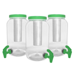 Kit Com 3 - Suqueira Com Porta Gelo Dispenser Para 3,6 Litros - Tampa E Torneira Verde