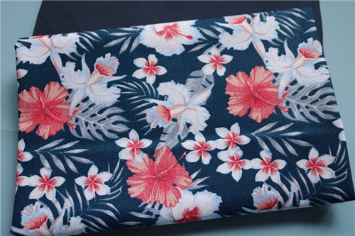 Kit com 2 Tecidos - Floral Azul Marinho