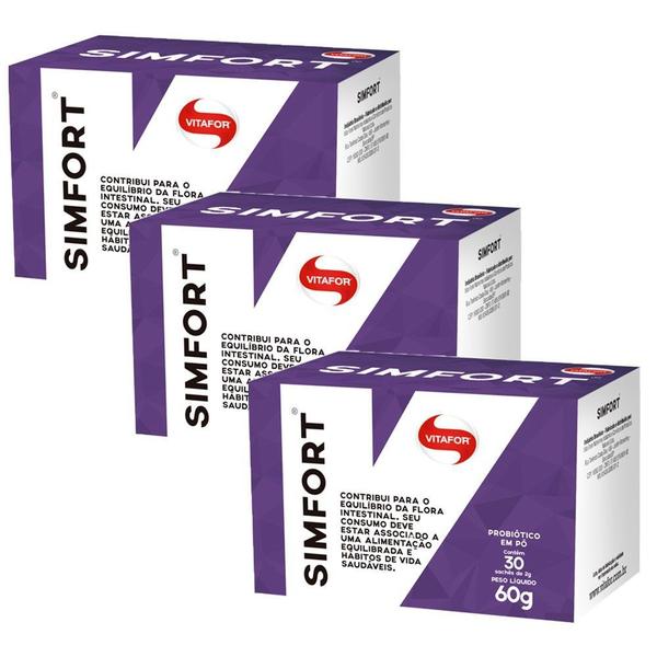Kit com 3 X Simfort Probiótico 30 Sachês 2g Vitafor