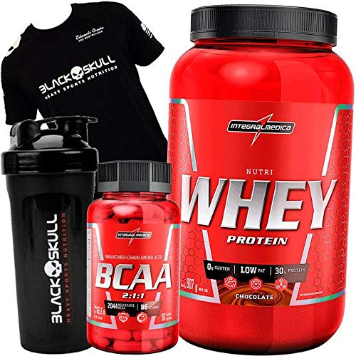 Kit Combo Suplementos - Nutri Whey Protein Pote + Bcaa 90 Caps + Camisa Bope + Coqueteleira Black