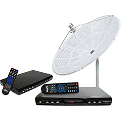 Kit Completo 02 Receptores Digitais TV FREE / Antena Parabólica - Multiponto - Cromus