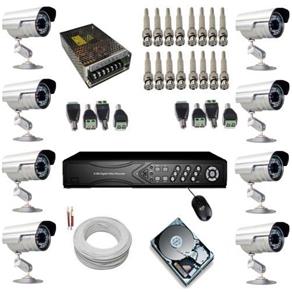 Kit Completo 8 Câmeras de Monitoramento Infravermelho com Gravador Dvr Stand Alone Acesso Nuvem P2P