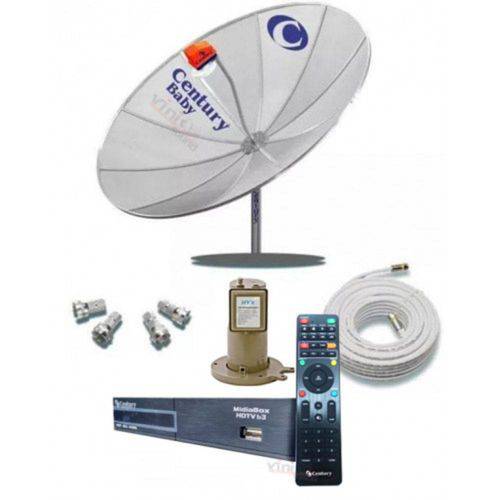 Kit Completo Digital Antena Parabolica Century + Receptor Midiabox + Lnbf + Cabo