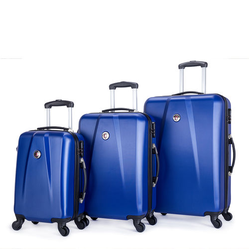 Tudo sobre 'Kit Conjunto de Malas de Viagem 3 Peças P (Bordo), M e G - Rodinhas 360º Swissport - Azul'