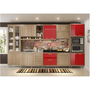 Kit Cozinha 5146 Linha Sicilia Multimoveis. Composta por 5 Modulos - Vermelho - Vermelho
