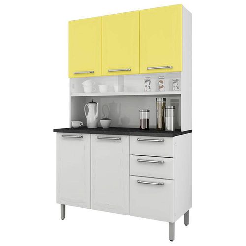 Kit Cozinha I3g2 120 Regina 6 Portas 2 Gavetas Branco/Amarelo Claro Itatiaia