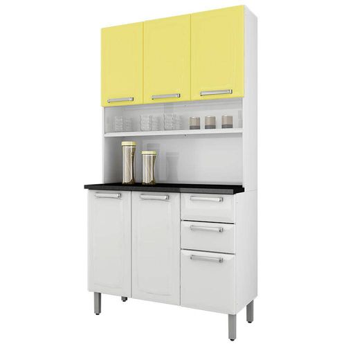 Kit Cozinha I3g2 105 Regina 6 Portas 2 Gavetas Branco/Amarelo Claro Itatiaia