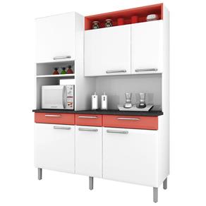 Kit Cozinha I3G3 155 Regina 6 Portas 3 Gavetas Itatiaia - Branco/Laranja Salmão