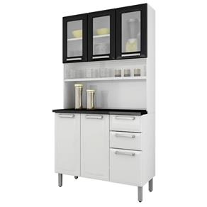 Kit Cozinha I3VG2 105 Regina 6 Portas, 3 com Vidro 2 Gavetas Itatiaia - Branco/Preto