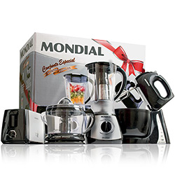 Kit Cozinha Mondial Completa KT06 com Batedeira Espremedor Liquidificador Tostador Preto