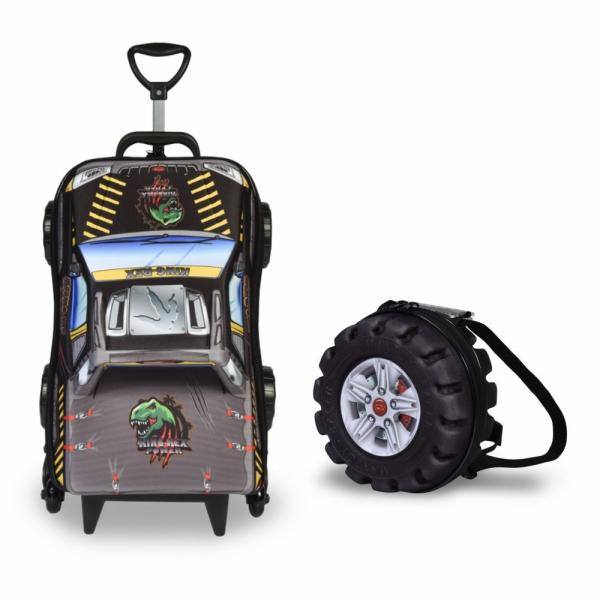Kit 3D Mochila C/3 Rodinhas e Lancheira Infantil Pickup Chrome Wheels Maxtoy - Diplomata
