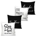 Kit de 04 Almofadas Dna Home Frases Preto e Branco 45x45