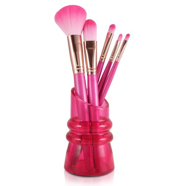 Kit de 5 Pincéis C/ Suporte Pink Jacki Design
