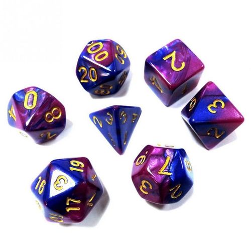 Tudo sobre 'Kit de 7 Dados RPG D&D - Roxo Nebulosa'