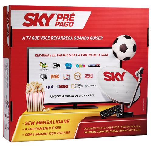 Kit de Antena Parabólica Sky 60 Cm + Receptor Digital Sky Pré Pago Flex Sd