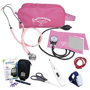 Kit de Aparelho de Pressão Estetoscópio Premium Medidor de Glicose G-Tech Lite e Necessaire da Enfermagem